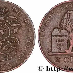 Dernière Chance BELGIQUE 2 Centimes Léopold Ier 1864 fwo_765492 Monde