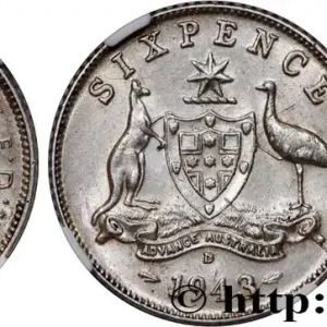 AUSTRALIE 6 Pence Georges VI 1943 Denver fwo_763144 Monde Must-Have