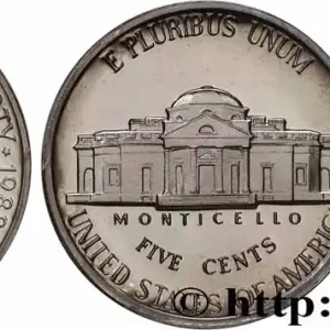 ÉTATS-UNIS D'AMÉRIQUE 5 Cents Proof président Thomas Jefferson / Monticello 1988 San Francisco - S fwo_763918 Monde Authentique