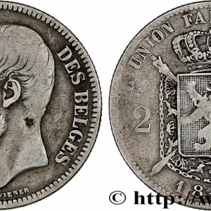 Bon Plan BELGIQUE 2 Francs Léopold II légende française 1868 fwo_760729 Monde