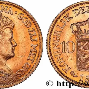 OR, PALLADIUM ET PLATINE INVESTISSEMENT 10 Gulden, 3e type Wilhelmina 1911 Utrecht fwo_765311 Monde Fait Main