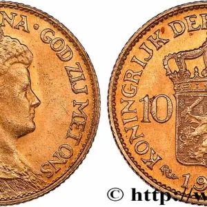 OR, PALLADIUM ET PLATINE INVESTISSEMENT 10 Gulden, 3e type Wilhelmina 1917 Utrecht fwo_765320 Monde Bon Marché