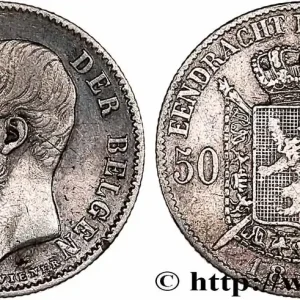 En Vogue BELGIQUE 50 Centiemen (Centimes) Léopold II 1886 fwo_760910 Monde