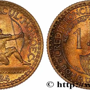 MONACO 1 Franc émission du Crédit Foncier de Monaco 1924 Poissy fwo_761359 Monde Livraison Mondiale