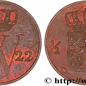 PAYS-BAS 1/2 Cent emblème monogramme de William Ier 1822 Bruxelles fwo_767339 Monde Super Prix