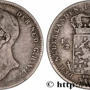 PAYS-BAS 1/2 Gulden Guillaume II 1847 Utrecht fwo_767345 Monde Prix Choc
