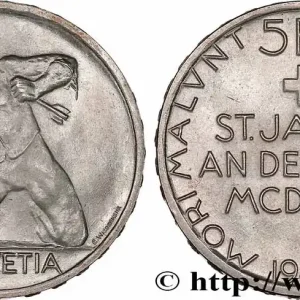 SUISSE 5 Francs 500e anniversaire de la Bataille de Saint-Jacques sur la Birse 1944 Berne fwo_769016 Monde Offre Spéciale