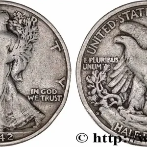 Nouveauté ÉTATS-UNIS D'AMÉRIQUE 1/2 Dollar Walking Liberty 1942 San Francisco fwo_769050 Monde
