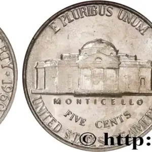 ÉTATS-UNIS D'AMÉRIQUE 5 Cents Président Thomas Jefferson 1960 Philadelphie fwo_766126 Monde Must-Have