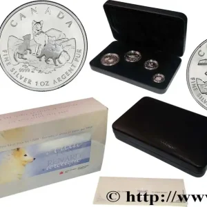 CANADA Coffret 5 Dollars, 4 Dollars, 3 Dollars et 2 Dollars Proof Renard Arctique 2004 fwo_767178 Monde Produit De Marque