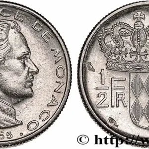 Meilleure Vente MONACO 1/2 Franc Rainier III 1965 Paris fwo_761577 Monde