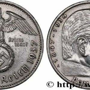 ALLEMAGNE 5 Reichsmark Maréchal Paul von Hindenburg 1937 Berlin fwo_770613 Monde Offre Limitée