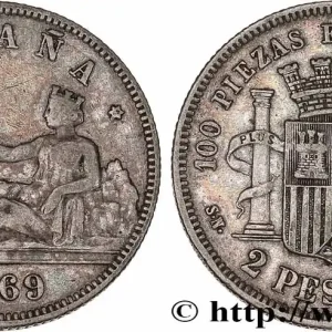 ESPAGNE 2 Pesetas 1869 Madrid fwo_770851 Monde Paiement Sécurisé