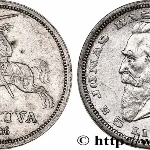 Prix Choc LITUANIE 5 Litai chevalier Vitis / Dr Jonas Basanavicius 1936 fwo_749302 Monde