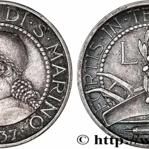 SAINT-MARIN 5 Lire portrait de femme / charrue 1937 Rome - R fwo_749431 Monde Promotion Saisonnière