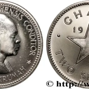 GHANA 2 Shillings Kwame Nkrumah / étoile 1958 fwo_976132 Monde Offre Exclusive