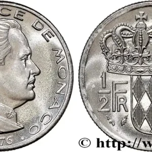 Top Qualité MONACO 1/2 Franc Rainier III 1976 Paris fwo_585952 Monde
