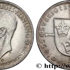 SUÈDE 5 Kronor Gustave V - 500e anniversaire du Riksdag 1935 fwo_764868 Monde Premium
