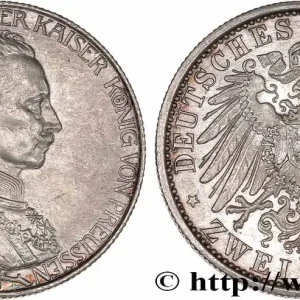 ALLEMAGNE - PRUSSE 2 Mark 25e anniversaire de règne de Guillaume II 1913 Berlin fwo_768569 Monde Prix Cassé