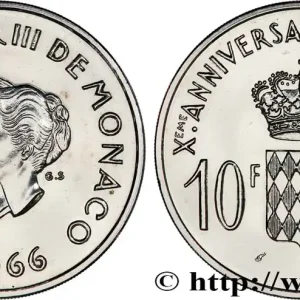 MONACO 10 Francs argent, dixième anniversaire du mariage 1966 Paris fwo_772579 Monde Achetez Aujourd’hui