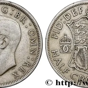 Livraison Mondiale ROYAUME-UNI 1/2 Crown Georges VI 1948 fwo_772615 Monde