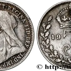Nouvel Arrivage ROYAUME-UNI 3 Pence Victoria buste au voile 1901 fwo_772760 Monde