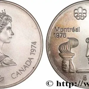 CANADA 5 Dollars JO Montréal 1976 torche olympique 1974 Ottawa fwo_768306 Monde Top Vente