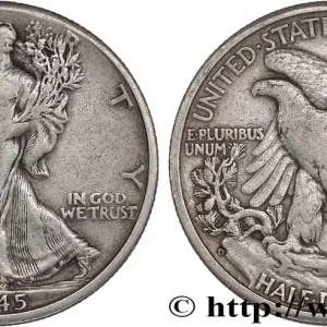 ÉTATS-UNIS D'AMÉRIQUE 1/2 Dollar Walking Liberty 1945 Denver fwo_768541 Monde Produit De Marque