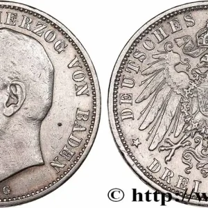 Commander Vite ALLEMAGNE - BADE 3 Mark Frédéric II 1909 Karlsruhe fwo_771216 Monde