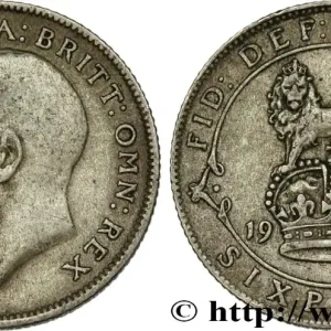ROYAUME-UNI 6 Pence Georges V / lion surmontant une couronne 1921 fwo_771224 Monde Certifié