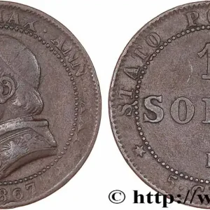 Haute Qualité VATICAN ET ÉTATS PONTIFICAUX 1 Soldo an XXI buste large 1867 Rome fwo_771504 Monde