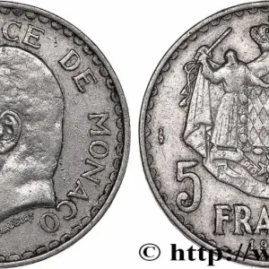 Achat Immédiat MONACO 5 Francs Louis II 1945 Paris fwo_772264 Monde