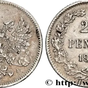 Affaire À Saisir FINLANDE 25 Pennia aigle bicéphale type à l’aigle sans couronne du gouvernement Kerenski 1917 Helsinki fwo_774662 Monde