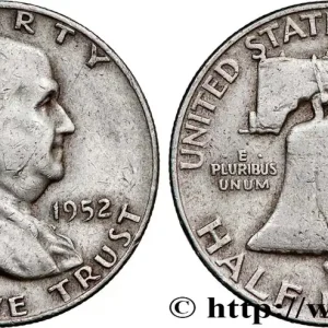 ÉTATS-UNIS D'AMÉRIQUE 1/2 Dollar Benjamin Franklin 1952 Denver fwo_774751 Monde Réduction