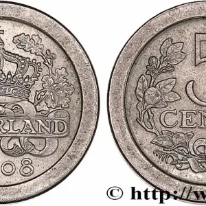 PAYS-BAS 5 Cents 1908 fwo_764907 Monde Certifié