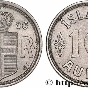 ISLANDE 10 Aurar Christian X du Danemark 1936 fwo_764920 Monde Expédition Rapide
