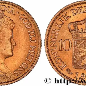 OR, PALLADIUM ET PLATINE INVESTISSEMENT 10 Gulden, 3e type Wilhelmina 1917 Utrecht fwo_765325 Monde Exclusif