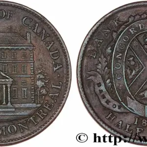 Haute Qualité CANADA 1/2 Penny Province du Bas Canada Banque de Montréal 1844 fwo_772033 Monde