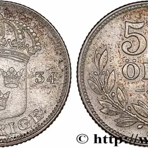 SUÈDE 50 Ore écu couronné 1934 fwo_776008 Monde Artisanat