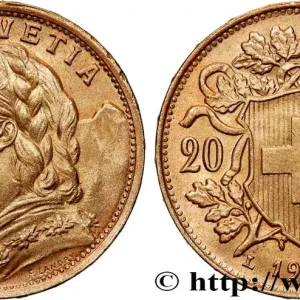 OR, PALLADIUM ET PLATINE INVESTISSEMENT 20 Francs "Vreneli" 1935 Berne fwo_763769 Monde Réduction