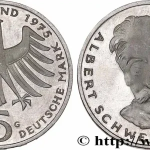 ALLEMAGNE 5 Mark Proof Albert Schweitzer 1975 Karlsruhe - G fwo_770585 Monde Top Vente