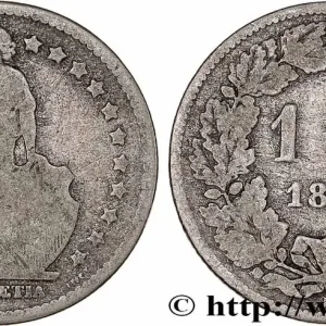 Original SUISSE 1 Franc Helvetia 1876 Berne fwo_772320 Monde