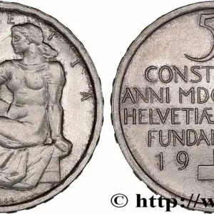 SUISSE 5 Francs centenaire de la constitution suisse 1948 Berne fwo_776974 Monde Livraison Express