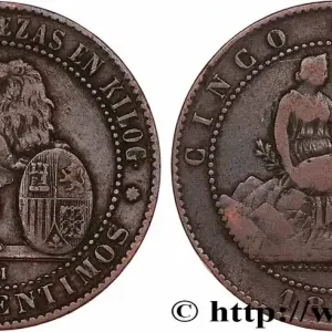 Offre Spéciale ESPAGNE 5 Centimos “ESPAÑA” 1870 Oeschger Mesdach & CO fwo_777066 Monde