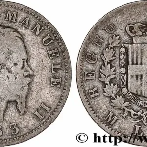 ITALIE 1 Lira Victor Emmanuel II 1863 Milan fwo_777081 Monde Soldes