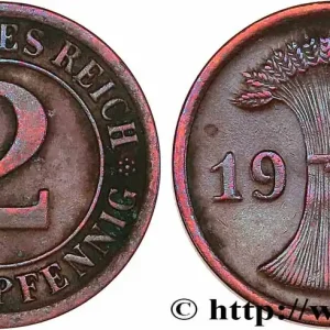 ALLEMAGNE 2 Reichspfennig 1924 Hambourg fwo_777101 Monde Réduction