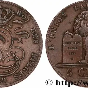 BELGIQUE 5 Centimes monogramme de Léopold 1859 fwo_777126 Monde Livraison Mondiale