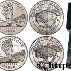 Pas Cher ÉTATS-UNIS D'AMÉRIQUE 1 dollar Yellowstone National Park - 2 monnaies 1999 Philadelphie fwo_714199 Monde