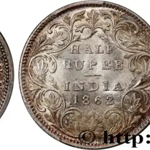 Vente Directe INDES BRITANNIQUES 1/2 Roupie Victoria 1862 fwo_731374 Monde