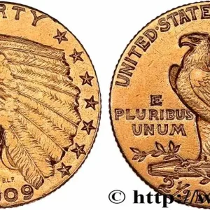 Seulement Aujourd’hui ÉTATS-UNIS D'AMÉRIQUE 2 1/2 Dollars "Indian Head" 1909 Philadelphie fwo_769479 Monde